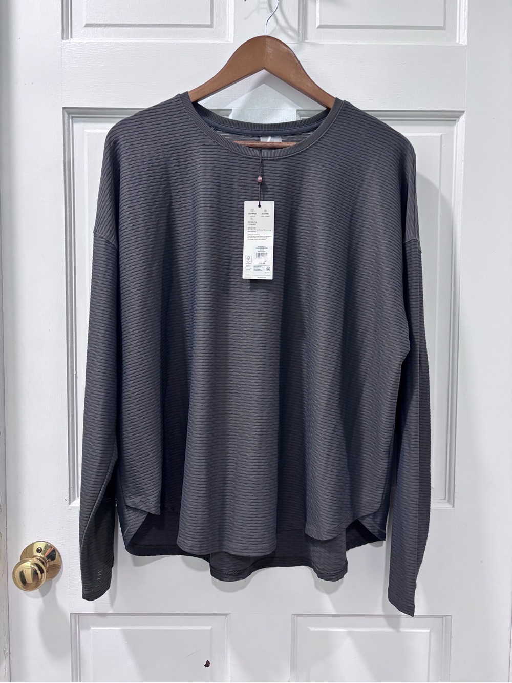 Calia Women’s Renew Long Sleeve Workout Top Size 1X Soft Black Boxy Fit NWT